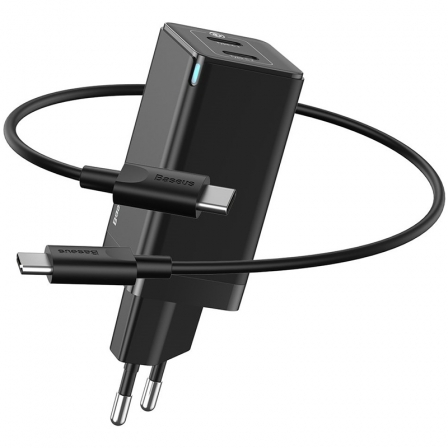 

СЗУ Baseus GaN2 Q.Charger C+C 45W With Mini Cable Type-C toType-C 60W Black (CCGAN-M01), Черный