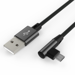 Адаптер Voltex 2A Nylon V21 Micro USB угловой Black