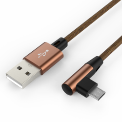 Адаптер Voltex 2A Nylon V21 Micro USB угловой Gold