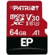 microSDXC (UHS-1 U3) Patriot EP Series 64Gb class 10 V30 (R-100MB/s, W-80MB/s) (adapter SD)