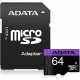 microSDXC (UHS-1) A-DATA Premier 64Gb Class 10 (R-100Mb/s)  (adapter SD)