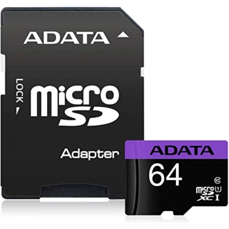 

microSDXC (UHS-1) A-DATA Premier 64Gb Class 10 (R-100Mb/s) (adapter SD)