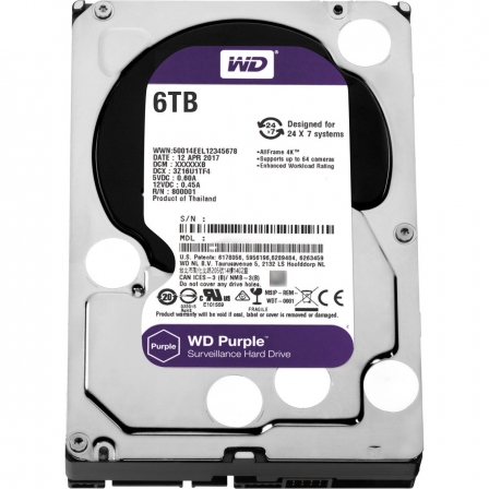 

HDD Western Digital 3.5" Purple 6TB 64MB, 5700 RPM, SATA 6 Gb/s