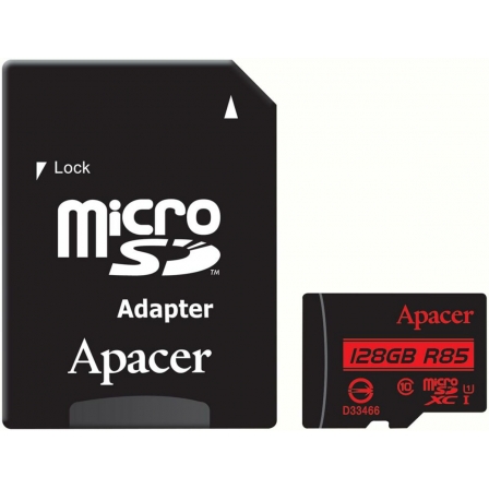 

microSDXC (UHS-1) Apacer 128Gb class 10 R85MB/s (adapter SD)