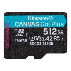 microSDXC (UHS-1 U3) Kingston Canvas Go Plus 512Gb class 10 A2 V30 (R170MB/s, W90MB/s)