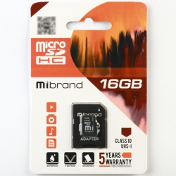 microSDHC (UHS-1) Mibrand 16Gb class 10 (adapter SD)