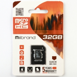 microSDHC (UHS-1 U3) Mibrand 32Gb class 10 (adapter SD)