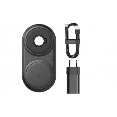 

Беспроводное зарядное устройство Baseus Planet 2in1 cable winder+wireless charger(EU) Black (WXPL-B01), Черный