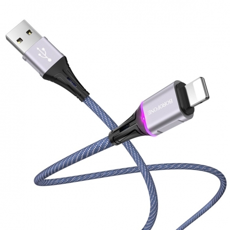 

Кабель BOROFONE BU25 Glory Lightning 1.2m, up to 2.4A seven-color gradient light Blue