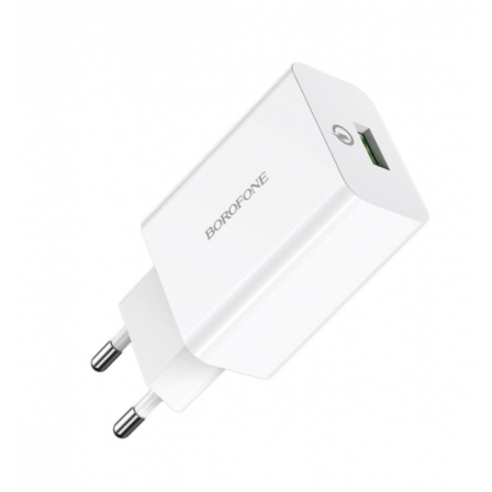 Мережевий зарядний пристрій BOROFONE BA21A Long journey single port QC3.0 charger White