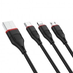 Кабель BOROFONE BX17 Enjoy 3-in-1 Lightning / Micro-USB / Type-C, 1m Black