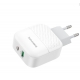Мережевий зарядний пристрій BOROFONE BA46A Premium PD + QC3.0 with USB-A and USB-C out 3A White