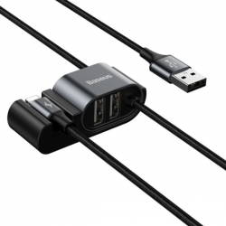 Кабель Baseus Special Data Cable for Backseat (USB to Lightning+Dual USB) Black (CALHZ-01)