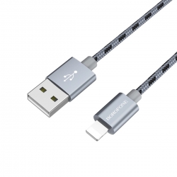 Кабель BOROFONE BX24 Ring current Lightning 1m, Metal Gray