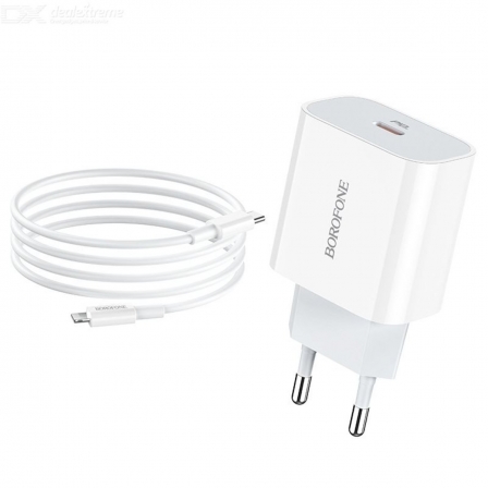 Мережевий зарядний пристрій BOROFONE BA38A Plus Speedy PD20W charger set  White