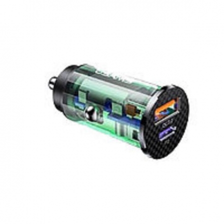 

АЗП Usams US-CC127 C25 42.5W USB 22.5W+PD 20W Mini Fast Car Charger Transparent black