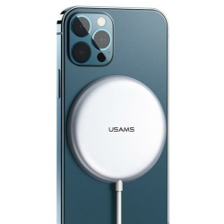 БЗП Usams US-CD160 W2 Aluminum Alloy Super-thin Magnetic Fast Wireless Charger 15W (Max) Silver