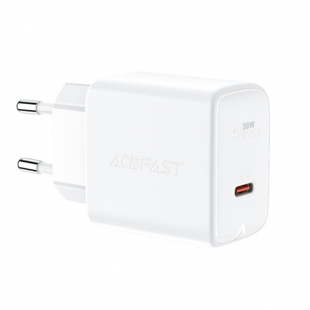 Мережевий зарядний пристрій ACEFAST A21 30W GaN single USB-C charger White