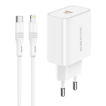 

Мережевий зарядний пристрій BOROFONE BA57A Easy Speed single port PD20W (Type-C to Lightning) White