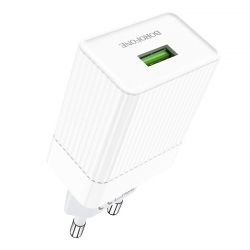 Мережевий зарядний пристрій BOROFONE BA47A Mighty speed single port QC3.0 3A + Type-C cable White