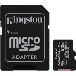 microSDXC (UHS-1) Kingston Canvas Select Plus 512Gb class 10 А1 (R-100MB/s) (adapter SD)