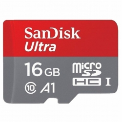 microSDHC (UHS-1) SanDisk Ultra 16Gb class 10 A1 (98Mb/s, 653x)