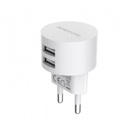 Мережевий зарядний пристрій BOROFONE BA23A Brilliant dual port charger White