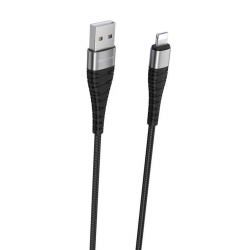 Кабель BOROFONE BX32 USB to iP 2.4A, 1m, nylon, aluminum+TPE connectors, Black