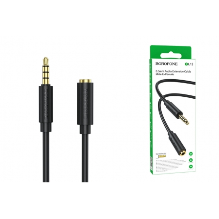 

Аудiо-кабель BOROFONE BL12 3.5 audio extension cable male to female 1m Black