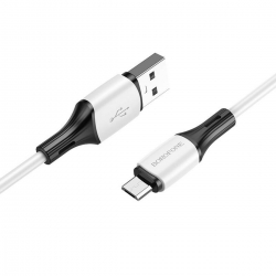 Кабель BOROFONE BX79 USB to Micro 2.4A, 1m, silicone, silicone connectors, White