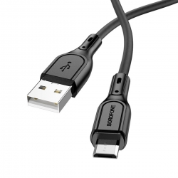 Кабель BOROFONE BX66 USB to Micro 2.4A,1m, silicone, silicone connectors, Black