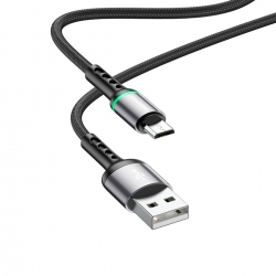 Кабель BOROFONE BU33 USB to Type-C 3A, 1.2m, nylon, aluminum connectors, light indicator, Black
