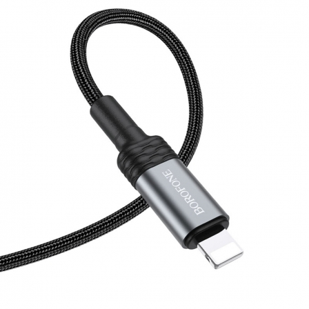 

Кабель BOROFONE BU30 USB to iP, 2.4A, 1.2m, nylon, aluminum connectors, light indicator, Black