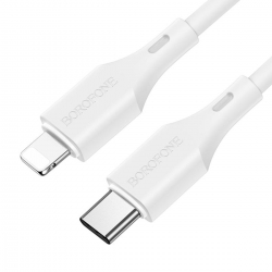 Кабель BOROFONE BX42 USB to iP 2.4A, 1m, silicone, TPE connectors, White