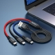 Кабель HOCO X76 USB to iP+Type-C+Micro 2A, 1m, nylon, aluminum connectors Black+Red+Blue
