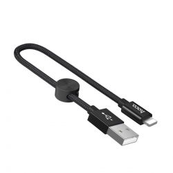 Кабель HOCO X35 USB to iP 2.4A, 0.25m, nylon, aluminum connectors, Black