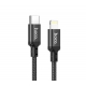 Кабель HOCO X14 Type-C to iP 3A, 20W, 2m, nylon, aluminum connectors, Black
