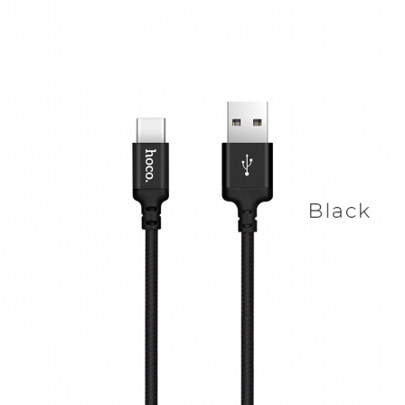 Кабель HOCO X14 USB to Type-C 2A, 1m, nylon, aluminum connectors, Black