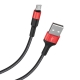 Кабель HOCO X26 USB to Micro 2A, 18W 1m, nylon,  aluminum connectors, Black+Red