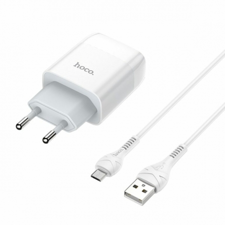 

Мережевий зарядний пристрій HOCO C73A Glorious dual port charger set(Micro) White