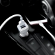 Автомобільний зарядний пристрій HOCO Z23 grand style dual-port car charger set with iP cable White