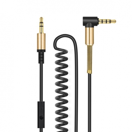 Аудiокабель HOCO UPA02 AUX Spring Audio cable (with Mic) Black