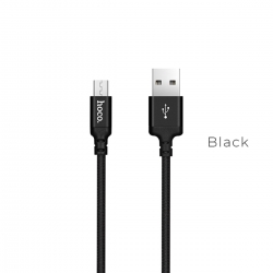Кабель HOCO X14 USB to Micro 2,4A, 1m, nylon, aluminum connectors, Black