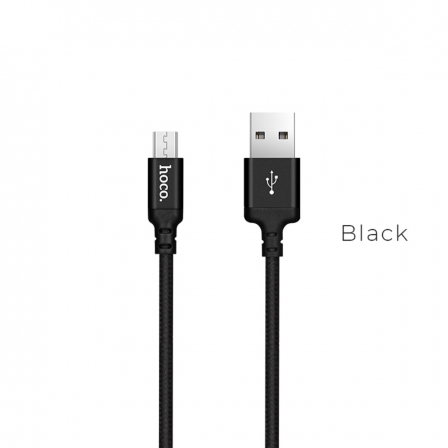 Кабель HOCO X14 USB to Micro 2,4A, 1m, nylon, aluminum connectors, Black