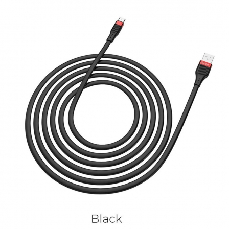 

Кабель HOCO U72 USB to Micro 2.4A, 1.2m, silicone, TPE connectors, Black