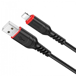 Кабель HOCO X59 USB to iP 2.4A, 1m, nylon, TPE connectors, Black