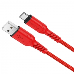 Кабель HOCO X59 USB to Type-C 3A, 1m, nylon, TPE connectors, Red
