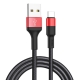 Кабель HOCO X26 USB to Type-C 2A, 18W 1m, nylon,  aluminum connectors, Black+Red