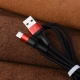 Кабель HOCO X26 USB to Type-C 2A, 18W 1m, nylon,  aluminum connectors, Black+Red