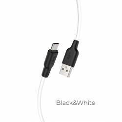 Кабель HOCO X21 Plus USB to Micro 2.4A, 1m, silicone, silicone connectors, Black+White